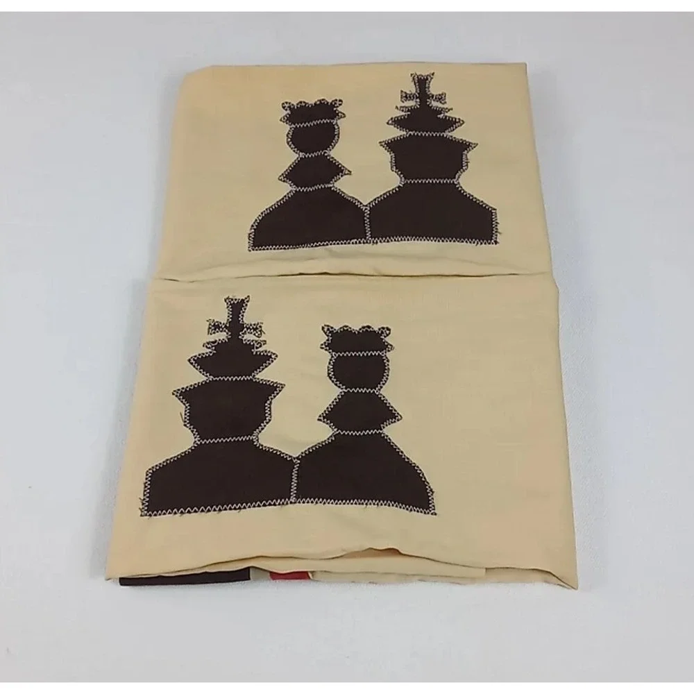 Vtg 2 Chess Piece King Size Pillow Cases King‎ & Queen Chess Piece Pillow Case